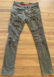 Makobi Jeans Men Size 30x32 Olive Denim Moto Biker Streetwear, Retro - Bild 1 von 16