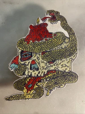 Killer Acid Snake Skull Volcano Candle Trippy Patch Street artist Y2K NYC Graff - Image 1 of 2