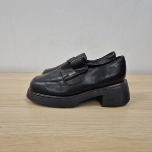 Dr Martens Vintage Y2k Black Leather Chunky Heel England Loafer Shoes Boots Uk 3 - Picture 1 of 12