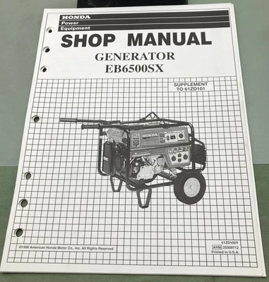 Generador compatible genuino Honda 61ZD100Y EB6500SX. Manual de tienda 1998 Foto 1 de 3