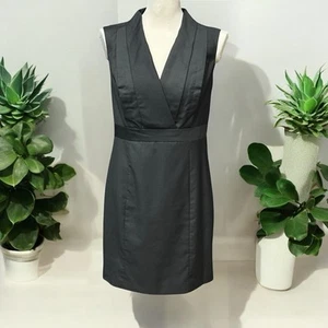 Love 21 Mini Sheath Dress Size L Charcoal Gray Sleeveless Layered V Neck Empire - Picture 1 of 14
