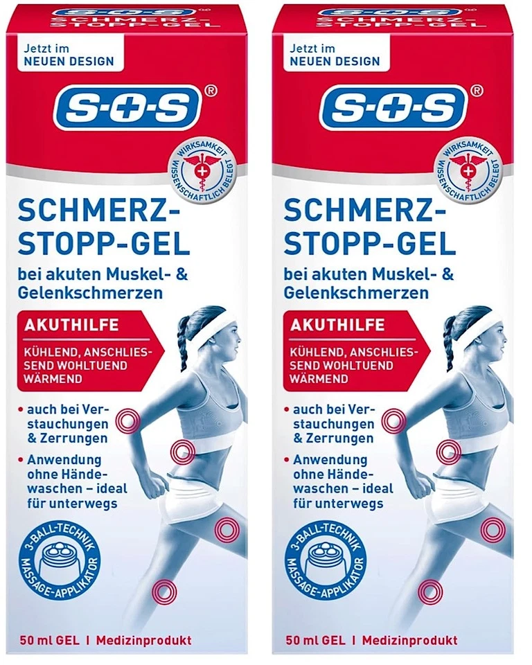 ✅ SOS SCHMERZ-Stopp Gel Linderung von Muskelschmerzen Gelenkschmerzen 2x 50ml ✅