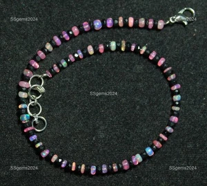 Brazalete de cadena de gancho de turmalina negra ópalo etíope natural de plata de ley 925 - Imagen 1 de 5
