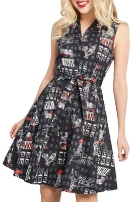 Vestido Camisa Modcloth Para Mujer Talla XL Comunitario Brunch Tema Parisino Línea A Usado en Excelente Condición Foto 1 de 4