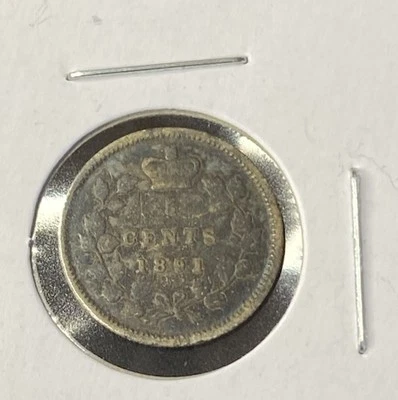 1891 Canada 5 Cents 0.9250 Silver ASW 0.0346 Oz Coin Free Shipping - Image 1 of 2