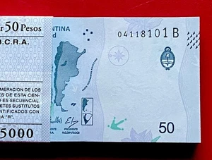 Argentina 50 Pesos, 2018 ND, P-363 X 100 PCS Bundle Pack Uncirculated - Picture 1 of 3