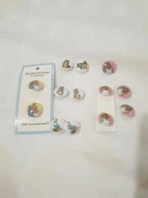 13 JHB Buttons Beatrix  Potter Collection 5/8" New Rabbits, Mouse, Cats 1976  - Image 1 of 4
