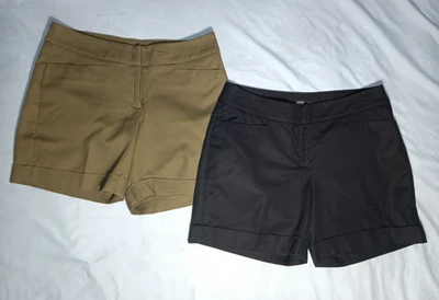 Apt 9 Essential 2 pares shorts chino elástico verde preto punho frontal plano feminino 4 - Imagem 1 de 4