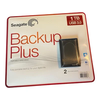 Seagate STDR1000100 Backup Plus Slim 1TB Hard Drive HDD – USB 3.0 - Black SEALED - Image 1 of 2