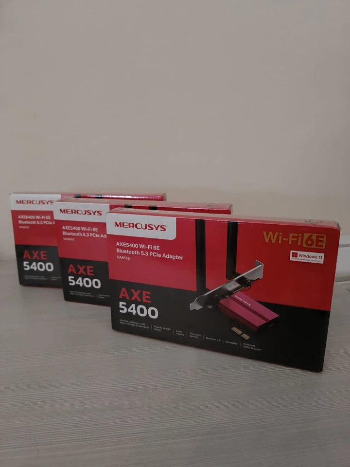 Stock 10x Mercusys AXE5400 Wi-Fi 6E + Bluetooth 5.3 PCIe Adapter (MA86XE) - Immagine 1 di 1