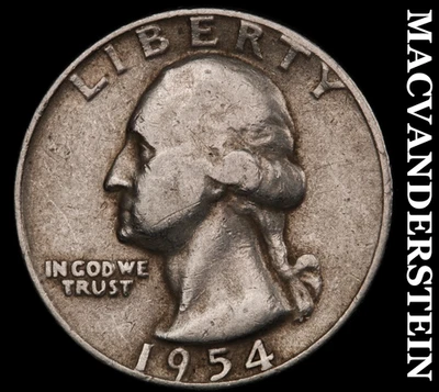 1954 Silver Washington Quarter - Scarce  Better Date  No Reserve  #F8178 - Image 1 of 2