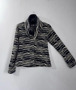 HEART Black/Ivory Zebra Print Cropped Jacket With Mock Neck Uk 10-12 - Picture 1 of 12