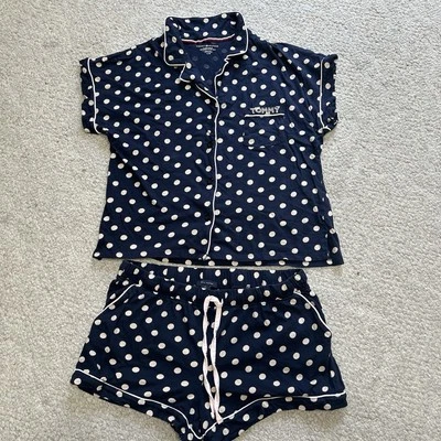 Tommy Hilfiger Navy And Cream Polka Dot Pajamas Shorts, Short Sleeve Women lg - Image 1 of 4