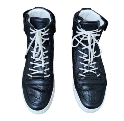 Gucci Guccissima Black Leather High Top Sneakers Mens US 7.5 7G EU 41 Pre-Owned - Image 1 of 4