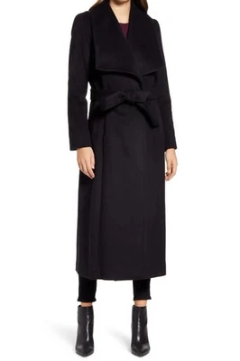 Cole Haan Womens Black Signature Wool Blend Belted Wrap Coat Size 6 Med - Image 1 of 4