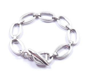 1998 Toggle Bracelet Modernist Design Oval Links 925 Sterling Silver Hallmarked - Picture 1 of 7