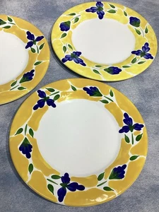 Dansk St Tropez Dinner Plates Hand Painted Portugal Yellow Flowers 11 1/4" Lot 3 - Picture 1 of 8
