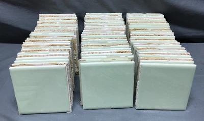 VTG Lot 100 STYLON USA Jadeite Green Ceramic Bathroom Tiles 4" Sq Old 1553-25B - Image 1 of 4