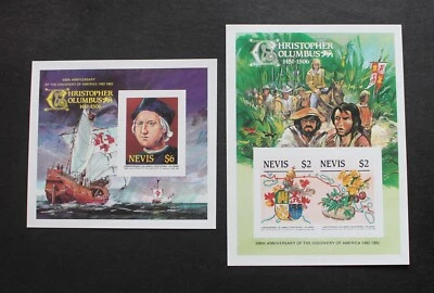 NEVIS - 1986 SCARCE COLUMBUS $6 & $2 IMPERF SOUVENIR SHEETS MNH RR - Image 1 of 2