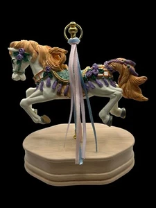 Vintage Revolving Horse Carousel Sanyo Music Box Plays Waltz of the Flowers - Picture 1 of 8