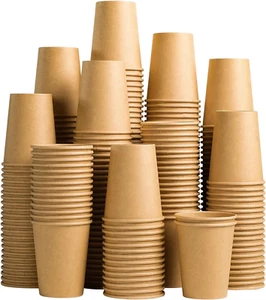200 Pack 10 OZ Kraft Paper Cups, Brown Disposable Paper Coffee Cups, Biodegradab - Picture 1 of 12