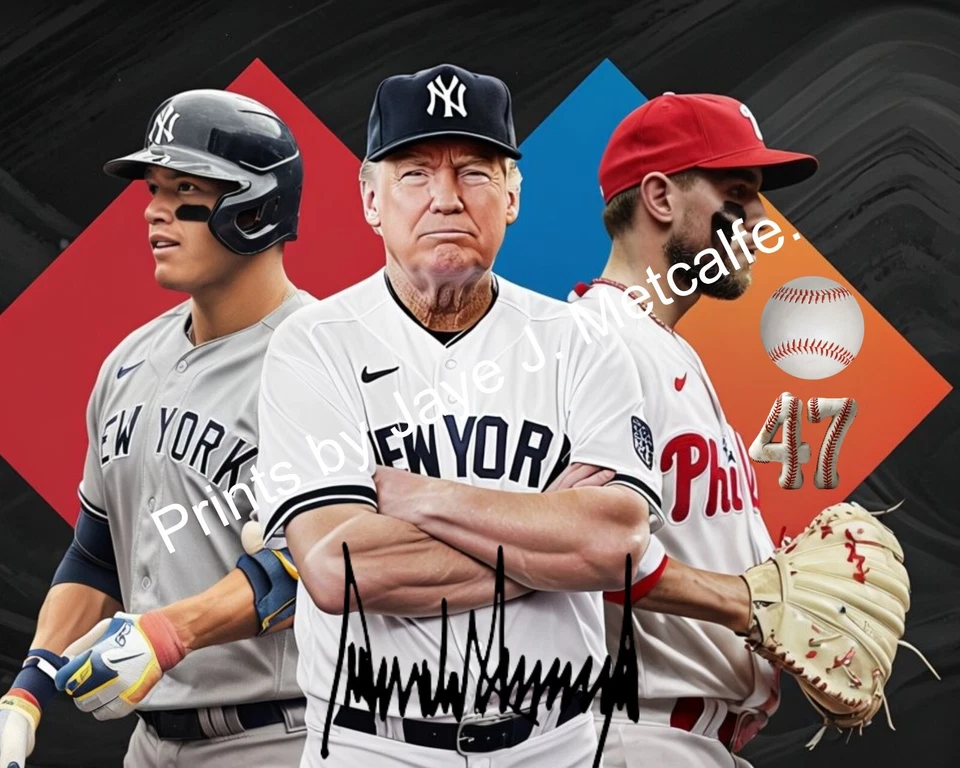 Bola de beisebol Donald Trump estampa 8x10. - Imagem 1 de 4