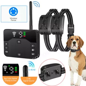 Electric Dog Fence System Wireless Hidden Pet Boundary Containment with 2 Collar - Picture 1 of 18