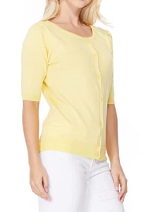 YEMAK Women's Short Sleeve Crewneck Button-Down Casual Cardigan Sweater MK3467Y - Picture 1 of 46