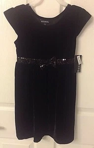 George girl's Black Velvet Party Dress Size 6/6x Princess Bow Sequine Belt NWT - Picture 1 of 12