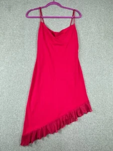Vintage Hourglass Pink Spaghetti Strap Slip Dress Small Y2K Sheer Ruffle Midi - Picture 1 of 12