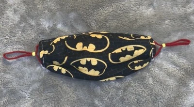 One Size Fabric Washable Reversible Face Mask DC Comics Batman Logo Black Yellow - Image 1 of 4