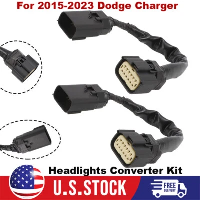 LED Headlight Converter Adapter For 15-23 Dodge Charger & Stock Xenon Headlights - Image 1 of 4