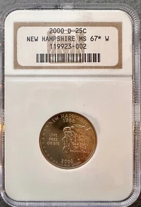 2000-D New Hampshire Quarter NGC MS67 Rare 'Star' & 'W' Designations - Picture 1 of 4