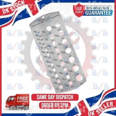 BB IMPERIAL DRILL GAUGE HSS BIT BOLT SIZE DIAMETER CHECKER MEASURING TOOL GUIDE