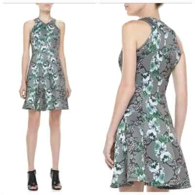 Faith Connexion Sleeveless Scroll Floral Printed Gray Neoprene Dress L FITS M - Image 1 of 4