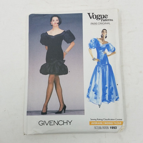 GIVENCHY Abito da damigella d'onore originale Vogue Paris motivo da cucito 1993 modello da cocktail 12
