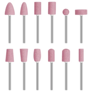 12PC Quartz Nail File Drill Bit Tool for Nail Art Machine Grinding Stone Head  - Picture 1 of 10