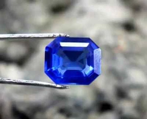 Certified 10.16 Ct Natural Ceylon Blue Sapphire Emerald Cut Loose Gemstone AAA+ - Picture 1 of 6