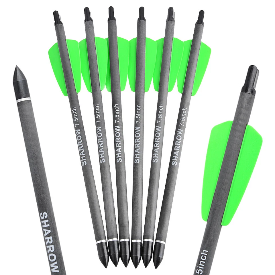 Carbon Arrows 7.5" 15'' Crossbow Bolts Screw Tips 100 Grain Bow Archery Hunting - Image 1 of 4