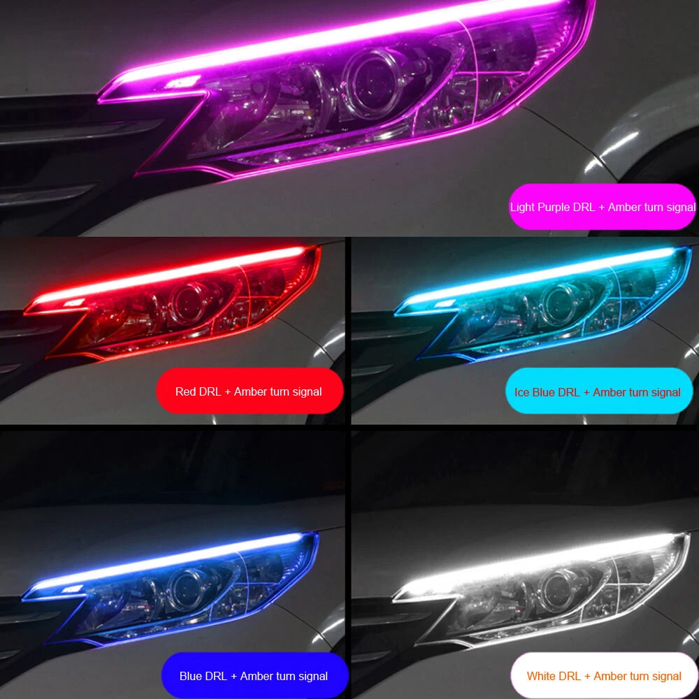 Tipo De Cristal Tiras Led Luz Rgb Drl Y Ambar Secuencial