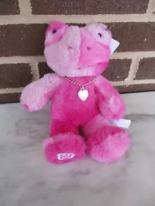 Build A Bear Mini Pink Dye Frog 9" Plush-Frog Holding Heart Charm on Necklace - Picture 1 of 5