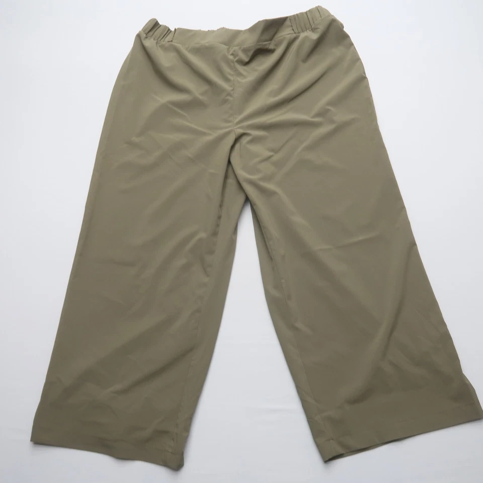 Женские широкие укороченные брюки Calvin Klein размер XL зеленые без застежек с высоким подъемом - Изображение 1 из 4