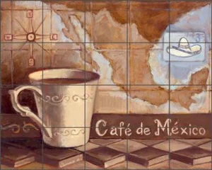 Piastrella arte caffè murale backsplash ceramica Cafe de Mexico Kasun EC-TK005 - Foto 1 di 5