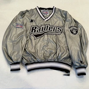 VTG Raiders Starter Jacket Adult Small Silver Satin Pro Line LA Oakland NFL RARE - Picture 1 of 16