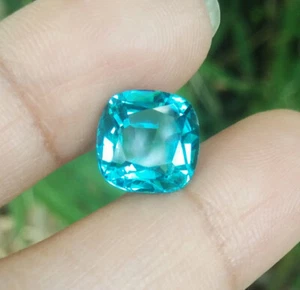 Excellent 1pc_9x9mm. CUSHION NEON BLUE PARAIBA TOURMALINE Top Created Gems! - Picture 1 of 9