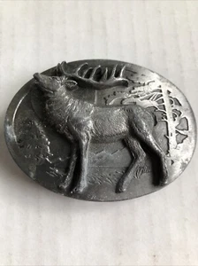 Elk Siskayou Belt Buckle Company 1989 metal fundido caza al aire libre - Imagen 1 de 5