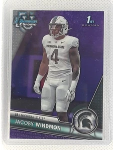 Jacoby Windmon 2023 Bowman Chrome - 1st Purple Mini-Diamond (/399) Michigan St - Bild 1 von 2