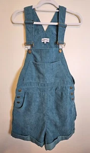 Katydid Green Corduroy Overall Shorts NWT Size MED Women's Cuffed Pockets - Picture 1 of 6