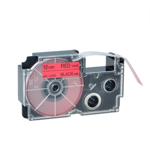 1PK XR-12RD Black on Red Label Tape for Casio KL-780 750B 7200 1500 750BA 1/2" - Picture 1 of 12