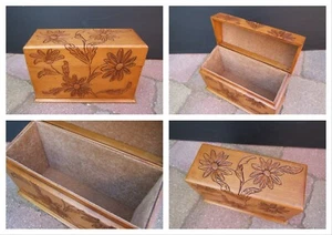 19c ANTIQUE HAND CARVED JEWELLERY/DOCUMENT BOX - FAB INTERIOR - Picture 1 of 10